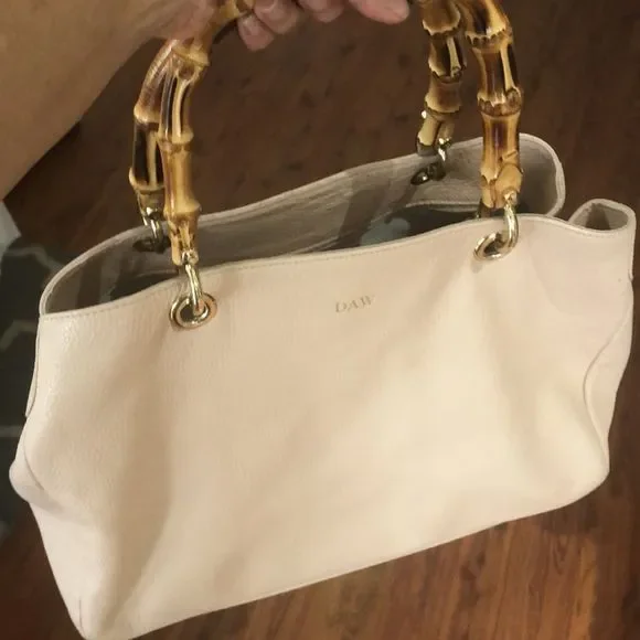 Mark & Graham Cream Satchel with Bamboo Handles - Picture 6 of 16